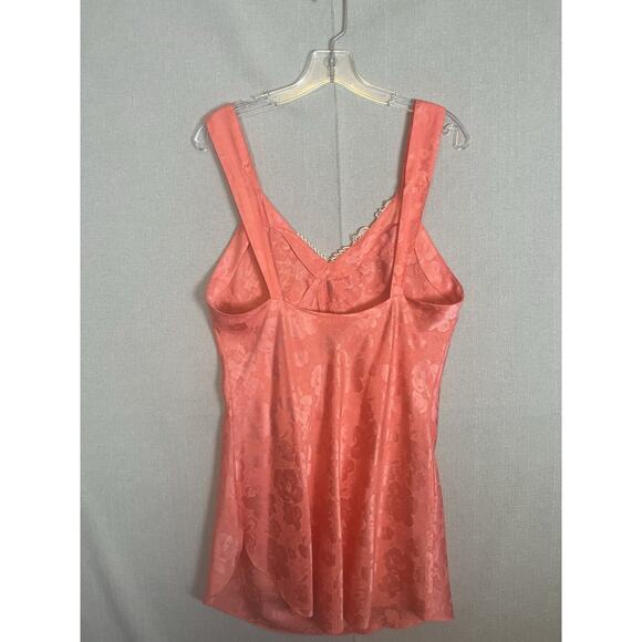 VTG Gold Label VICTORIA'S SECRET Satin Floral Nightie Ruched Medium Salmon Pink - Picture 8 of 11